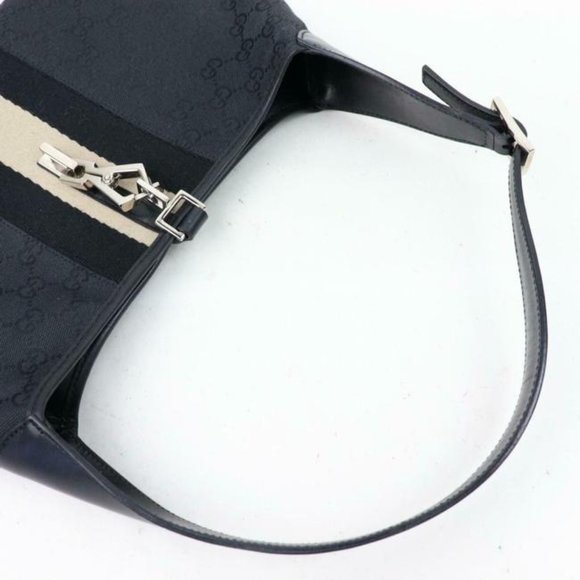 Gucci Jackie Triangular Shaped Purse Black Large G Logo Print Leather And Canvas - Picture 8 of 8